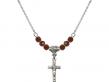  Crucifix Medal Birthstone Necklace Available in 15 Colors 