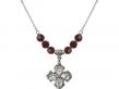  4-Way Medal Birthstone Necklace Available in 15 Colors 