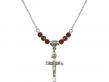  Crucifix Medal Birthstone Necklace Available in 15 Colors 