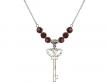  Small Key w/Double Hearts Medal Birthstone Necklace Available in 15 Colors 