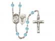  St. Camillus of Lellis/Nurse Center w/Fire Polished Bead Rosary in 12 Colors 