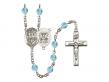  St. George/Navy Centre w/Fire Polished Bead Rosary in 12 Colors 