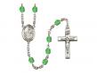  St. Dymphna Centre w/Fire Polished Bead Rosary in 12 Colors 