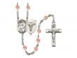  St. Camillus of Lellis/Nurse Center w/Fire Polished Bead Rosary in 12 Colors 