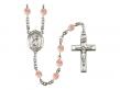  St. Christopher Centre w/Fire Polished Bead Rosary in 12 Colors 