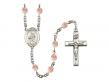  St. Joseph Freinademetz Centre w/Fire Polished Bead Rosary in 12 Colors 