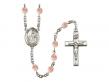  St. Dymphna Centre w/Fire Polished Bead Rosary in 12 Colors 