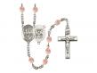  St. George/Navy Centre w/Fire Polished Bead Rosary in 12 Colors 