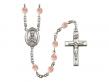  St. Henry II Centre w/Fire Polished Bead Rosary in 12 Colors 