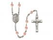  St. Jerome Centre w/Fire Polished Bead Rosary in 12 Colors 