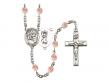  St. Christopher/Motorcycle Centre w/Fire Polished Bead Rosary in 12 Colors 