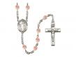  St. Joseph the Worker Centre w/Fire Polished Bead Rosary in 12 Colors 