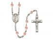  St. Roch Centre w/Fire Polished Bead Rosary in 12 Colors 