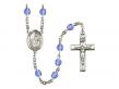  St. Dymphna Centre w/Fire Polished Bead Rosary in 12 Colors 