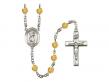  St. Christopher Centre w/Fire Polished Bead Rosary in 12 Colors 