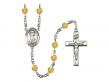  St. Francis of Assisi Centre w/Fire Polished Bead Rosary in 12 Colors 