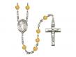  St. Joseph the Worker Centre w/Fire Polished Bead Rosary in 12 Colors 