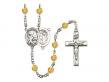  St. Sebastian/Football Centre w/Fire Polished Bead Rosary in 12 Colors 