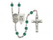  St. George/Navy Centre w/Fire Polished Bead Rosary in 12 Colors 