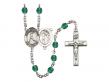  St. Sebastian/Baseball Centre w/Fire Polished Bead Rosary in 12 Colors 