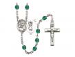  St. Christopher/Motorcycle Centre w/Fire Polished Bead Rosary in 12 Colors 