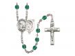  St. Sebastian/Football Centre w/Fire Polished Bead Rosary in 12 Colors 