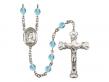  St. Elizabeth of Hungary Centre w/Fire Polished Bead Rosary in 12 Colors 