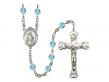  St. Augustine of Hippo Centre w/Fire Polished Bead Rosary in 12 Colors 