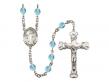  St. Joseph the Worker Centre w/Fire Polished Bead Rosary in 12 Colors 