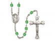  St. Genevieve Centre w/Fire Polished Bead Rosary in 12 Colors 