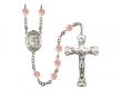  St. Benjamin Centre w/Fire Polished Bead Rosary in 12 Colors 