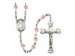  St. Dominic de Guzman Centre w/Fire Polished Bead Rosary in 12 Colors 