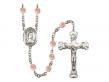  St. Elizabeth of Hungary Centre w/Fire Polished Bead Rosary in 12 Colors 