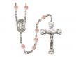  St. Hubert of Liege Centre w/Fire Polished Bead Rosary in 12 Colors 