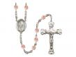  St. Zachary Centre w/Fire Polished Bead Rosary in 12 Colors 