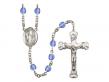  St. Genevieve Centre w/Fire Polished Bead Rosary in 12 Colors 