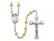  St. Dominic de Guzman Centre w/Fire Polished Bead Rosary in 12 Colors 