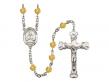  St. John Vianney Centre w/Fire Polished Bead Rosary in 12 Colors 