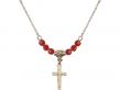  Crucifix Medal Birthstone Necklace Available in 15 Colors 