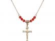  Crucifix Medal Birthstone Necklace Available in 15 Colors 