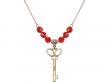  Small Key w/Double Hearts Medal Birthstone Necklace Available in 15 Colors 