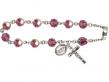  Rosary Bracelet w/Swarovski Aurora Borealis Bead in Assorted Colors 