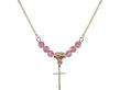  Nail Cross Medal Birthstone Necklace Available in 15 Colors 