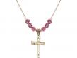  Nail Cross Medal Birthstone Necklace Available in 15 Colors 