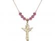  Trinity Crucifix Medal Birthstone Necklace Available in 15 Colors 