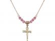  Nail Crucifix Medal Birthstone Necklace Available in 15 Colors 