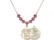  St. Michael/Army Medal Birthstone Necklace Available in 15 Colors 