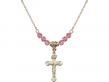  Crucifix Medal Birthstone Necklace Available in 15 Colors 