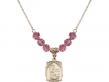  St. Cecilia Medal Birthstone Necklace Available in 15 Colors 