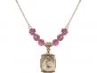  St. Teresa of Calcutta Medal Birthstone Necklace Available in 15 Colors 